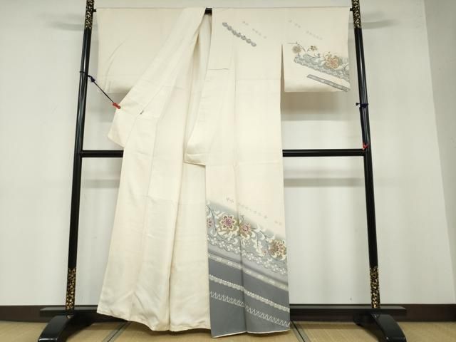 平和屋着物○京の名門 じゅらく謹製 帝王紫 訪問着 駒刺繍 更紗花唐草