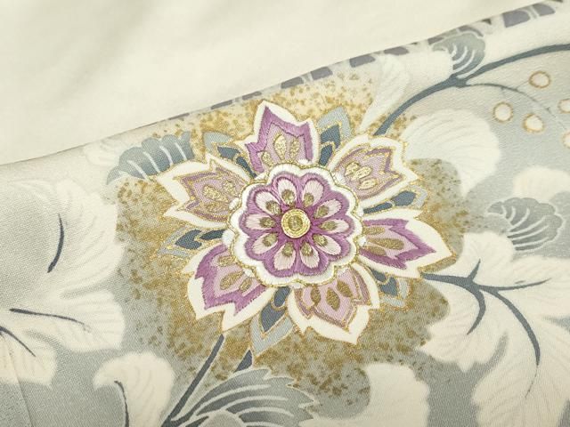平和屋着物○京の名門 じゅらく謹製 帝王紫 訪問着 駒刺繍 更紗花唐草