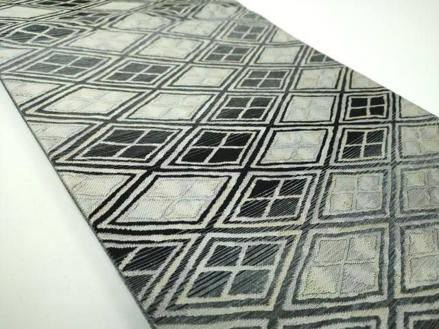  平和屋着物●西陣 桜井謹製 両面 六通柄袋帯 瀞染紬 天平菱文 証紙付き 正絹 ♥ ps 袋帯 帯