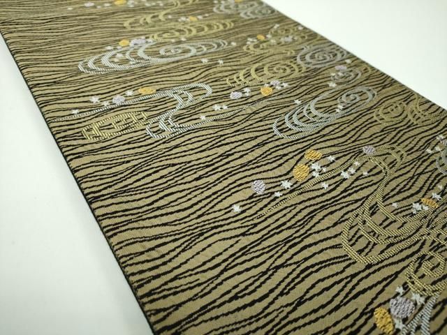 平和屋着物●六通柄袋帯 鬱金染 観世水 金銀糸 ますいわ屋扱い 正絹 ♥ ps