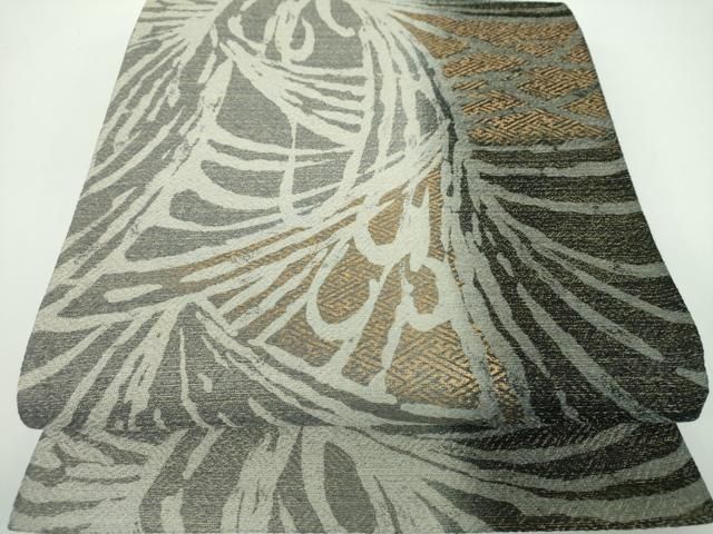 平和屋着物●全通柄袋帯 流線 金通し地 正絹 ♥ ps