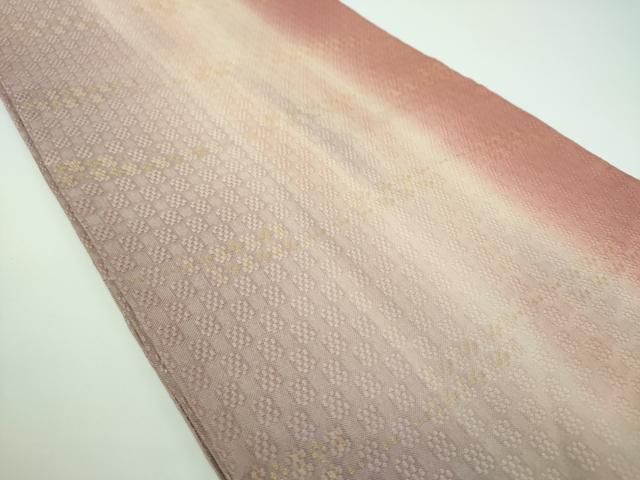 平和屋着物●全通柄袋帯 花織 間道 金糸 正絹 ps