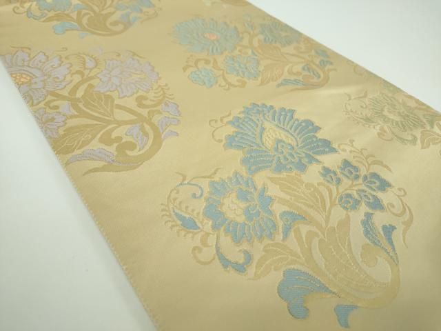 平和屋着物●伝統工芸士 小笹宏風 六通柄袋帯 金色繭 草木染 飛天 金糸 正絹 ps