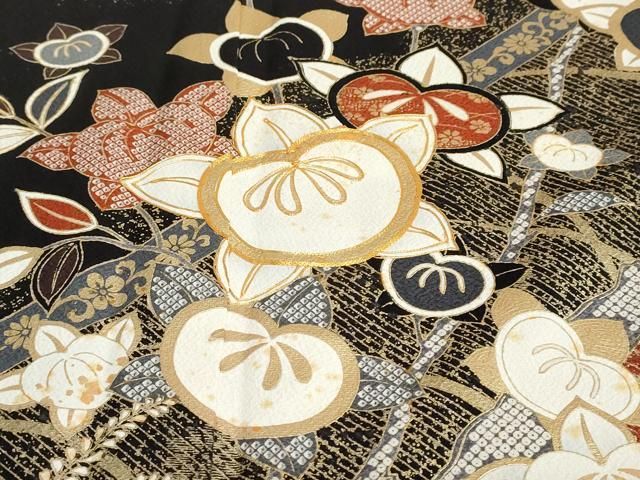  平和屋着物●豪華振袖 草花文 金彩 やまと誂製 正絹 ud 振袖 着物