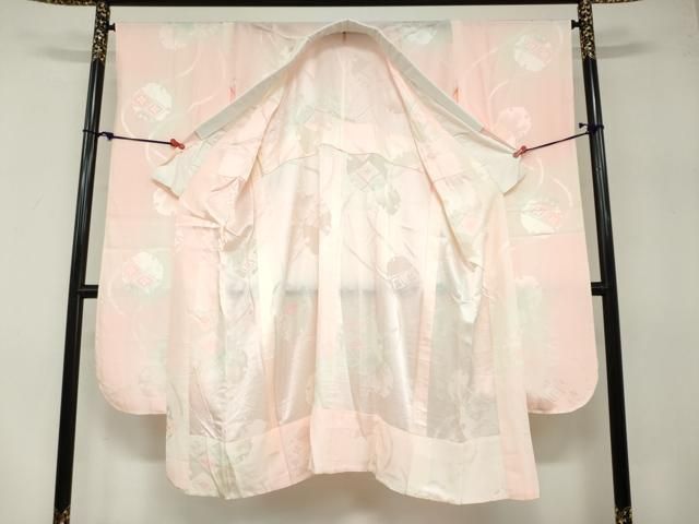  平和屋着物●振袖用長襦袢 無双仕立て 雪輪吉祥地紋 暈し染め 正絹 ud 長襦袢 長襦袢 半襦袢