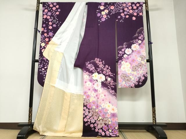 平和屋着物○豪華振袖 舞花文 暈し染め 金彩 京都きもの友禅扱い 正絹