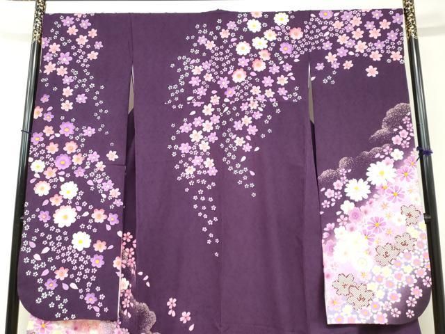 平和屋着物○豪華振袖 舞花文 暈し染め 金彩 京都きもの友禅扱い 正絹