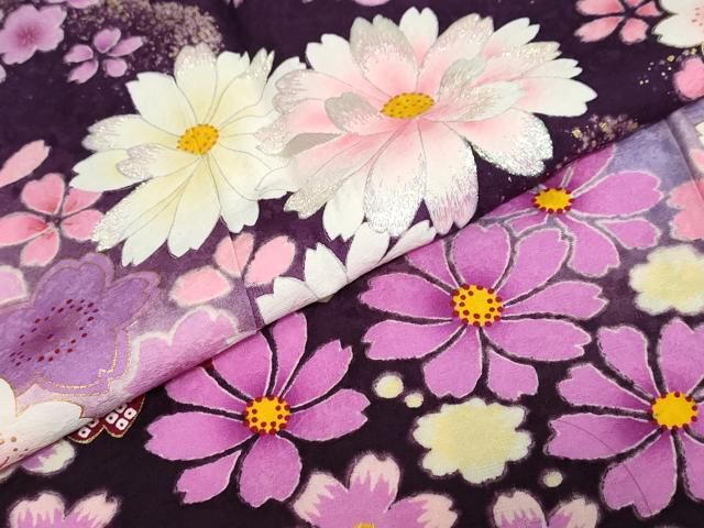 平和屋着物○豪華振袖 舞花文 暈し染め 金彩 京都きもの友禅扱い 正絹