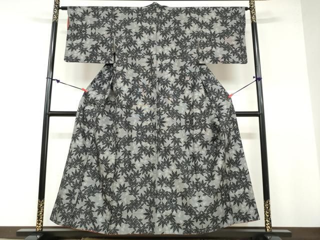 平和屋着物●本場大島紬 9マルキ 枝葉文 正絹 ud