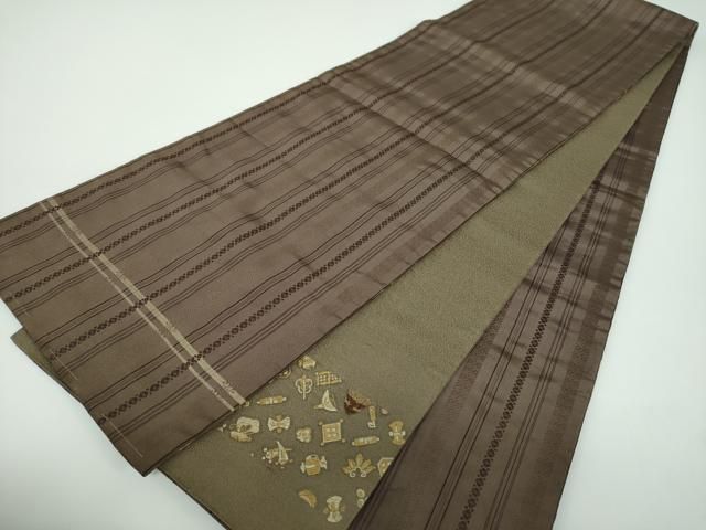 平和屋着物○アンティーク 大正ロマン 本場筑前博多織 両面 六通柄 京