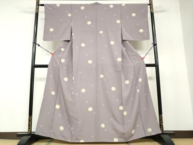 平和屋着物●上質な小紋 型染め 手毬草花文 正絹 ud