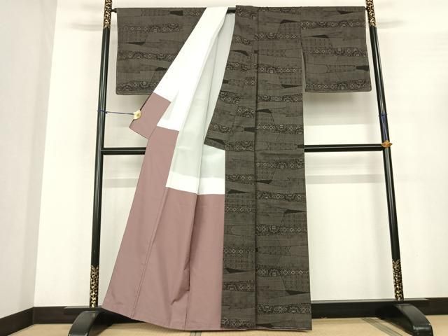  平和屋着物●本場大島紬 カタス7マルキ 吉祥花文 正絹 fy 紬 着物