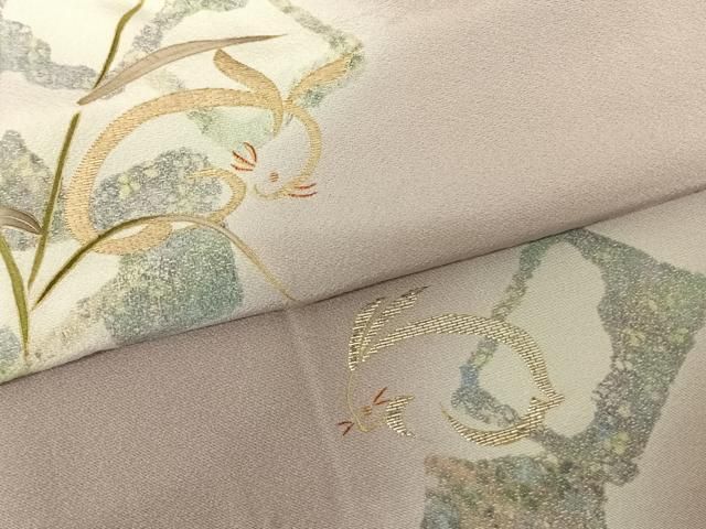  平和屋着物●訪問着 竹屋町刺繍 兎 色紙重ね文 暈し染め 金彩 金銀糸 正絹 fy 訪問着 付け下げ 着物