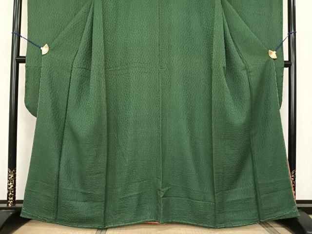  平和屋着物●豪華振袖 花尽くし地紋 緑青色 正絹 fy 振袖 着物