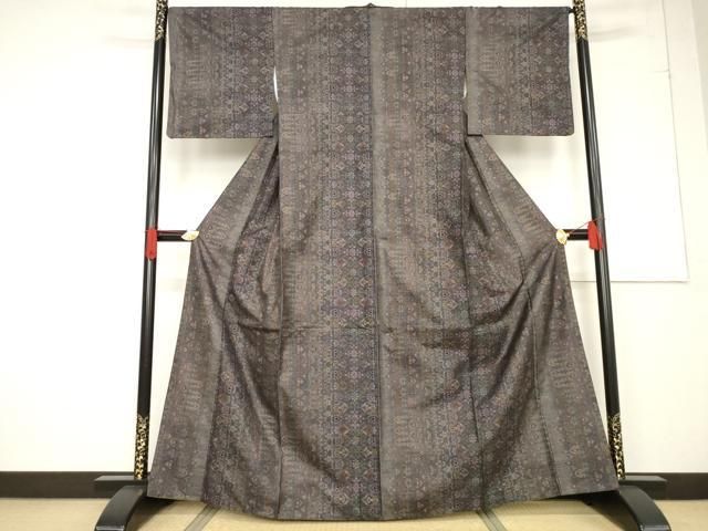 平和屋着物●本場大島紬 カタス9マルキ 花間道 正絹 ck