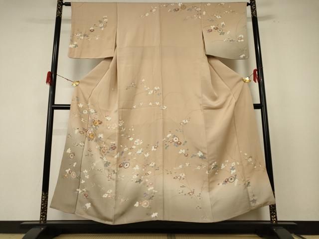 平和屋着物●創業460年 千總 訪問着 駒刺繍 草花文 金彩 正絹 nf
