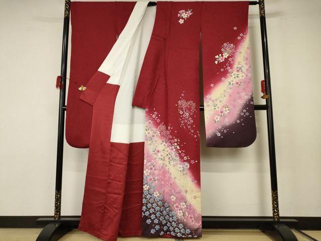 平和屋着物●豪華振袖 花毬文 暈し染め 金彩 金通し地 正絹 nf