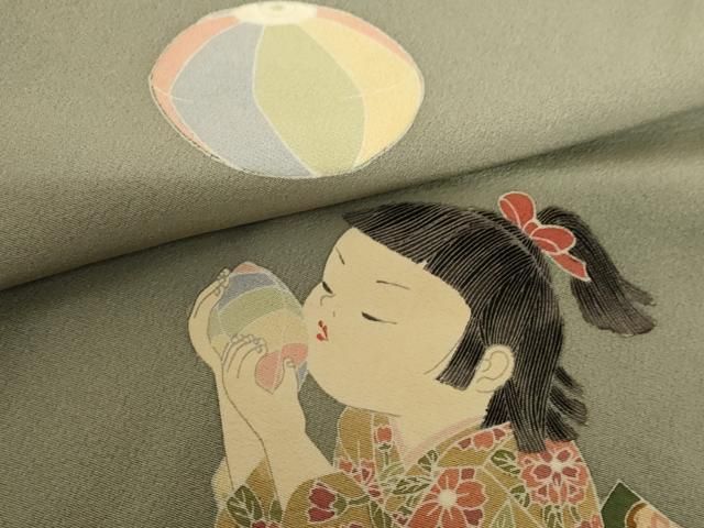 平和屋着物○十日町友禅作家 関口遼一 訪問着 童子遊び 暈し染め 正絹