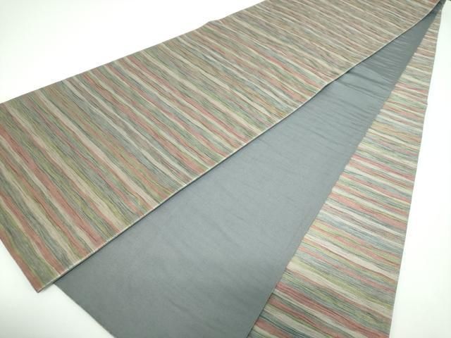 平和屋着物○本場筑前博多織 草木染 手織工房 染匠：小森久 全通柄袋帯