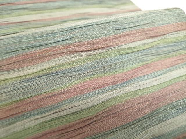 平和屋着物○本場筑前博多織 草木染 手織工房 染匠：小森久 全通柄袋帯