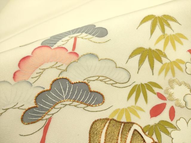 九寸名古屋帯 駒刺繍