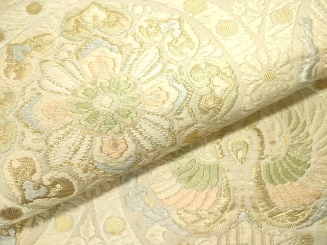 平和屋着物○六通柄袋帯 唐織 双鳳凰更紗華文 金糸 正絹 逸品