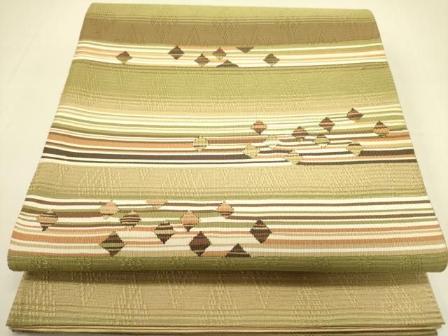 平和屋着物●太鼓柄袋帯 すくい織 横段抽象文 正絹 ♥ op