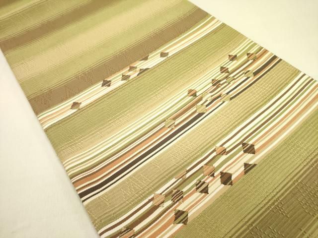 平和屋着物●太鼓柄袋帯 すくい織 横段抽象文 正絹 ♥ op