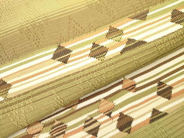  平和屋着物●太鼓柄袋帯 すくい織 横段抽象文 正絹 ♥ op 袋帯 帯