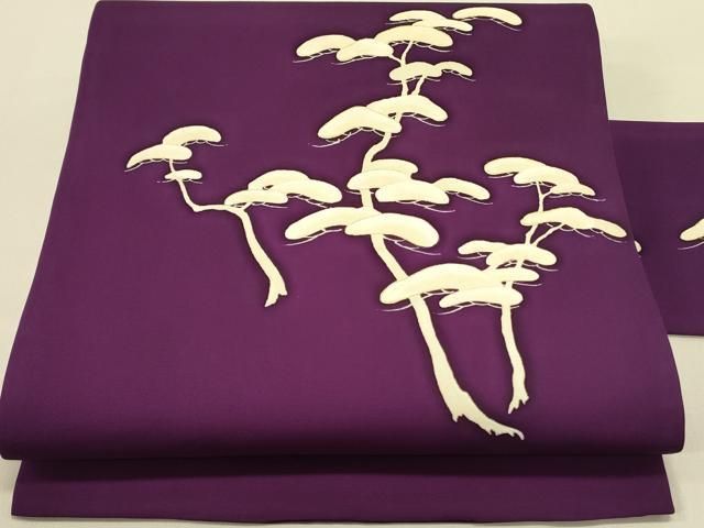 平和屋着物●塩瀬 九寸名古屋帯 枝松 金彩 正絹 op