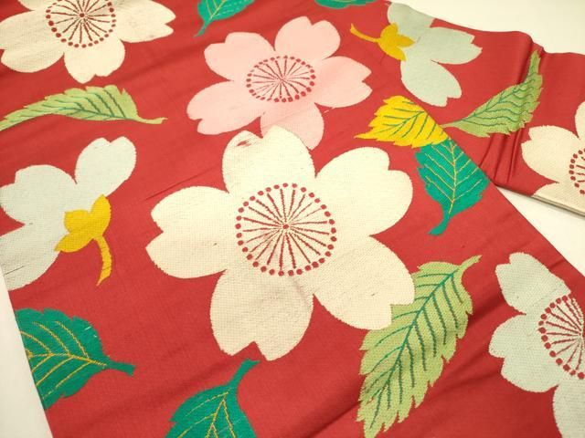 平和屋着物○アンティーク 大正ロマン 九寸名古屋帯 唐織 舞桜 正絹