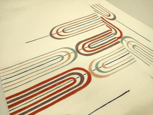 平和屋着物●九寸名古屋帯 紬地 霞文 金彩 正絹 op