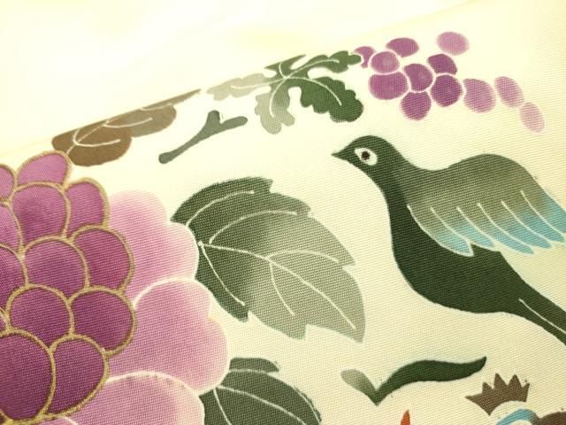 平和屋着物○塩瀬 九寸名古屋帯 作家物 花鳥文 金彩 正絹 逸品