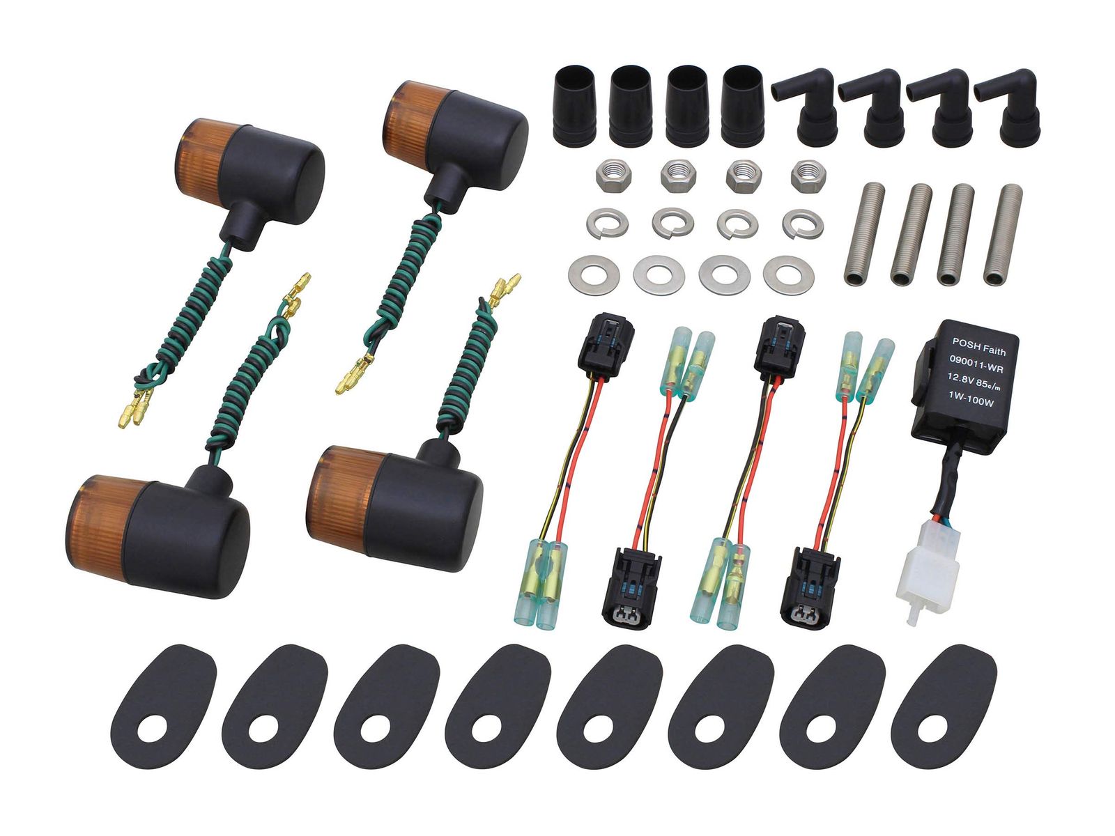 ポッシュフェイス POSH FAITH バイク用品 ウインカーキット クラシカル 71タイプウインカー車種 キット Z 900 RS|CAFE 18-25年 | 650 RS 22-24年 ブラックボディ オレンジレンズ 132091-56