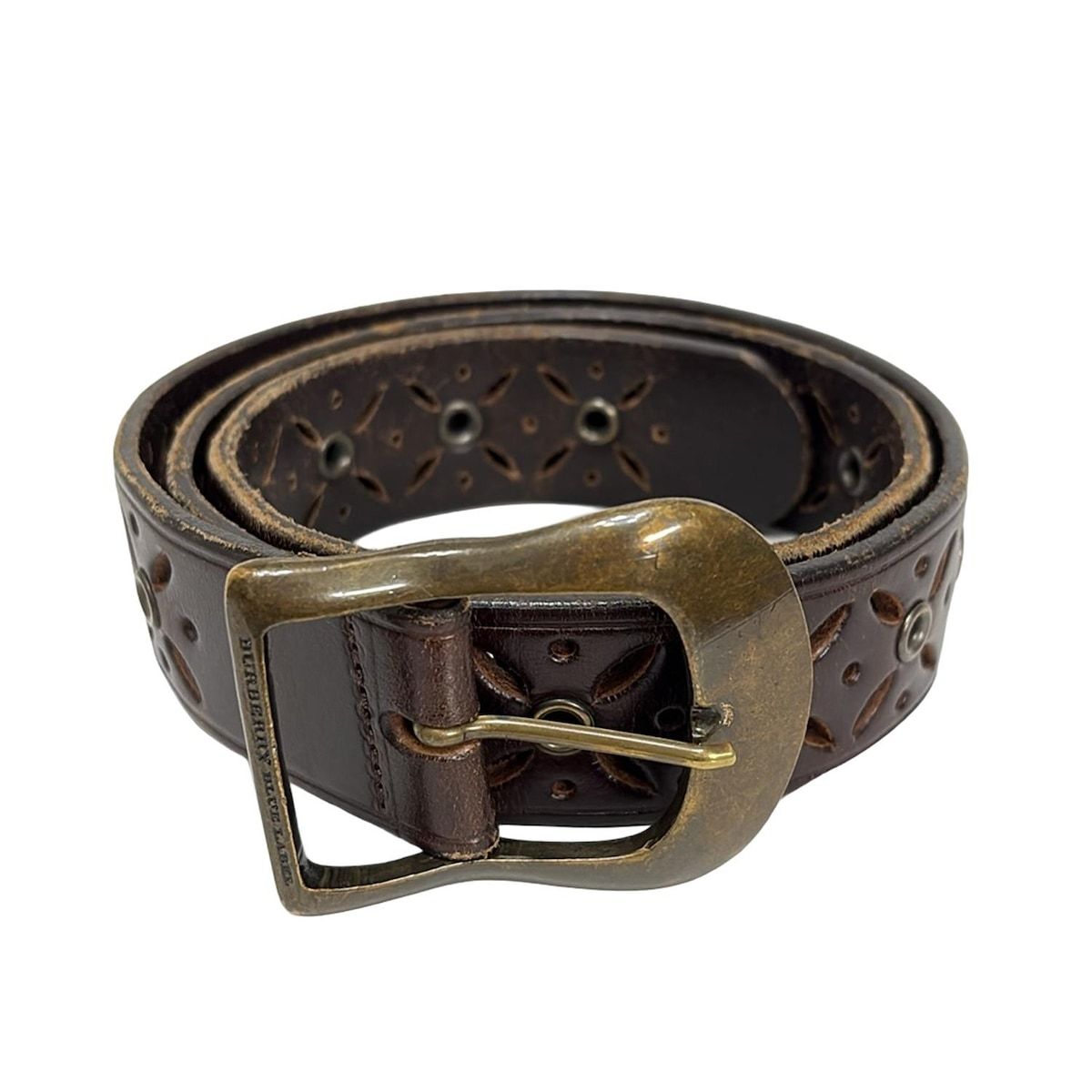 Burberry Blue Label バーバリーブルーレーベル ベルト - ダークブラウン カッティング加工 レザー