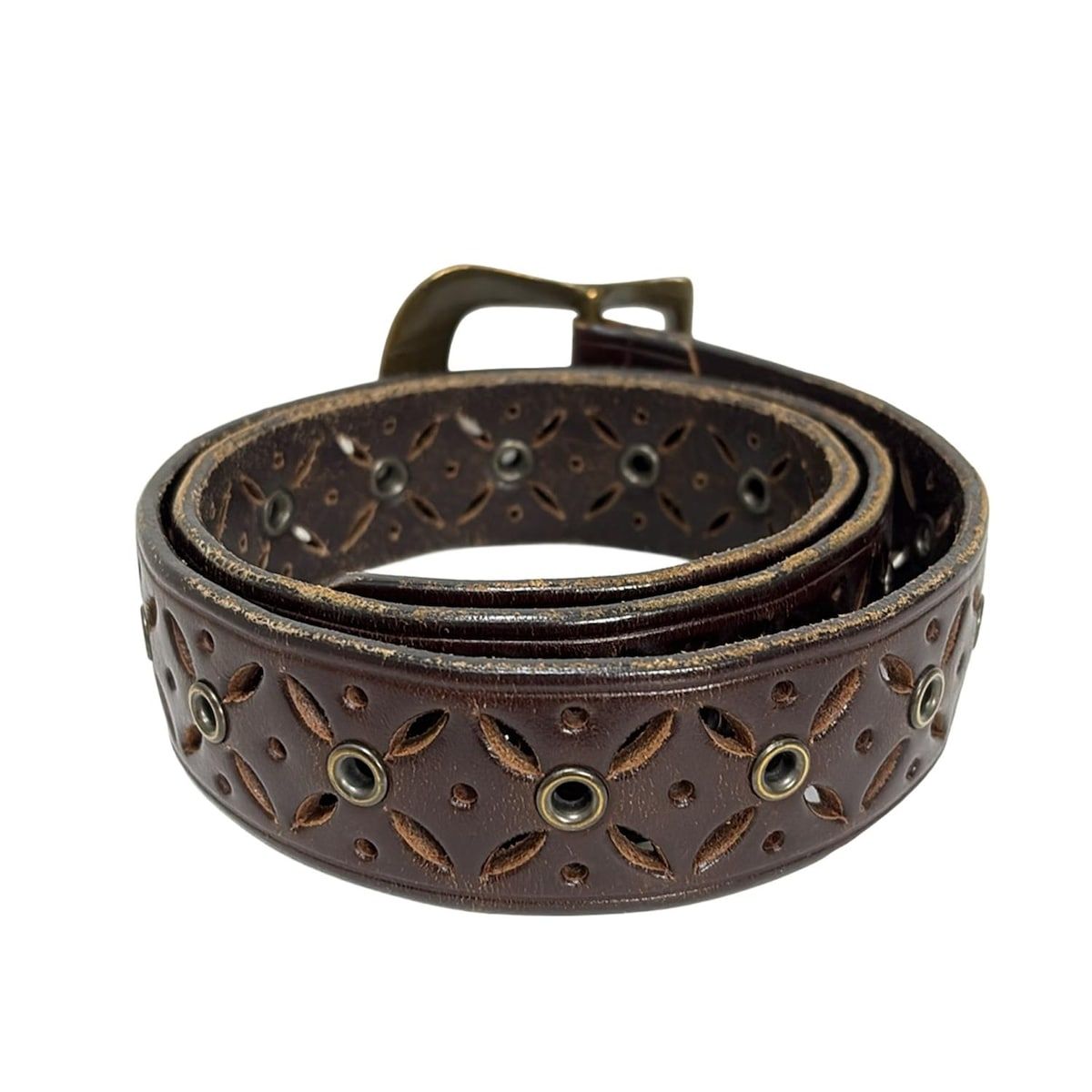 Burberry Blue Label バーバリーブルーレーベル ベルト - ダークブラウン カッティング加工 レザー