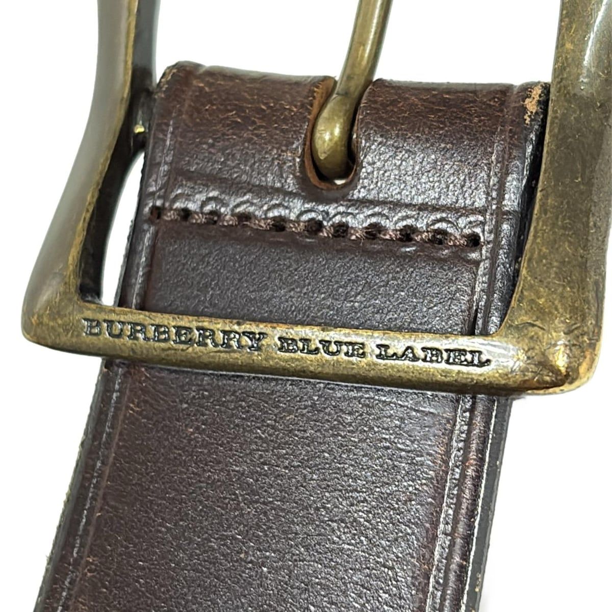  Burberry Blue Label バーバリーブルーレーベル ベルト - ダークブラウン カッティング加工 レザー ベルト 小物