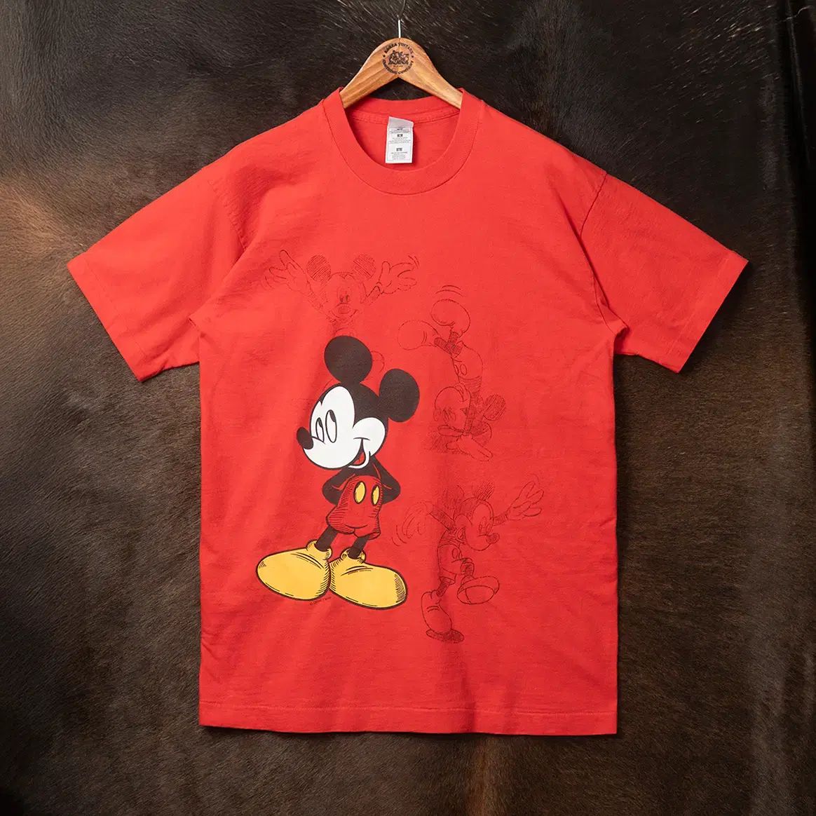 90 s ディズニー ミッキーマウス シングルステッチ ぬいぐるみ Tシャツ FRUIT OF THE LOOM