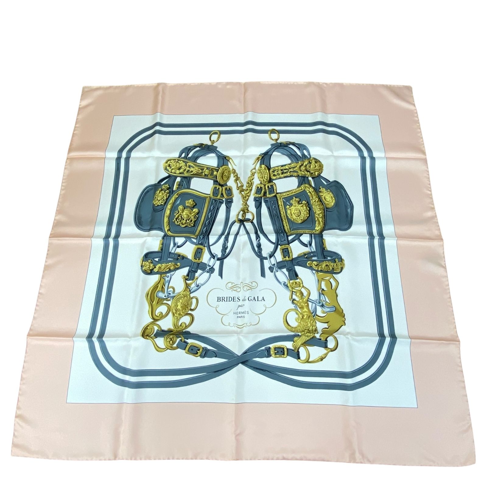 HERMES エルメス カレ90 シルク スカーフ BRIDES DE GALA ブライド-ガラ ピンク き