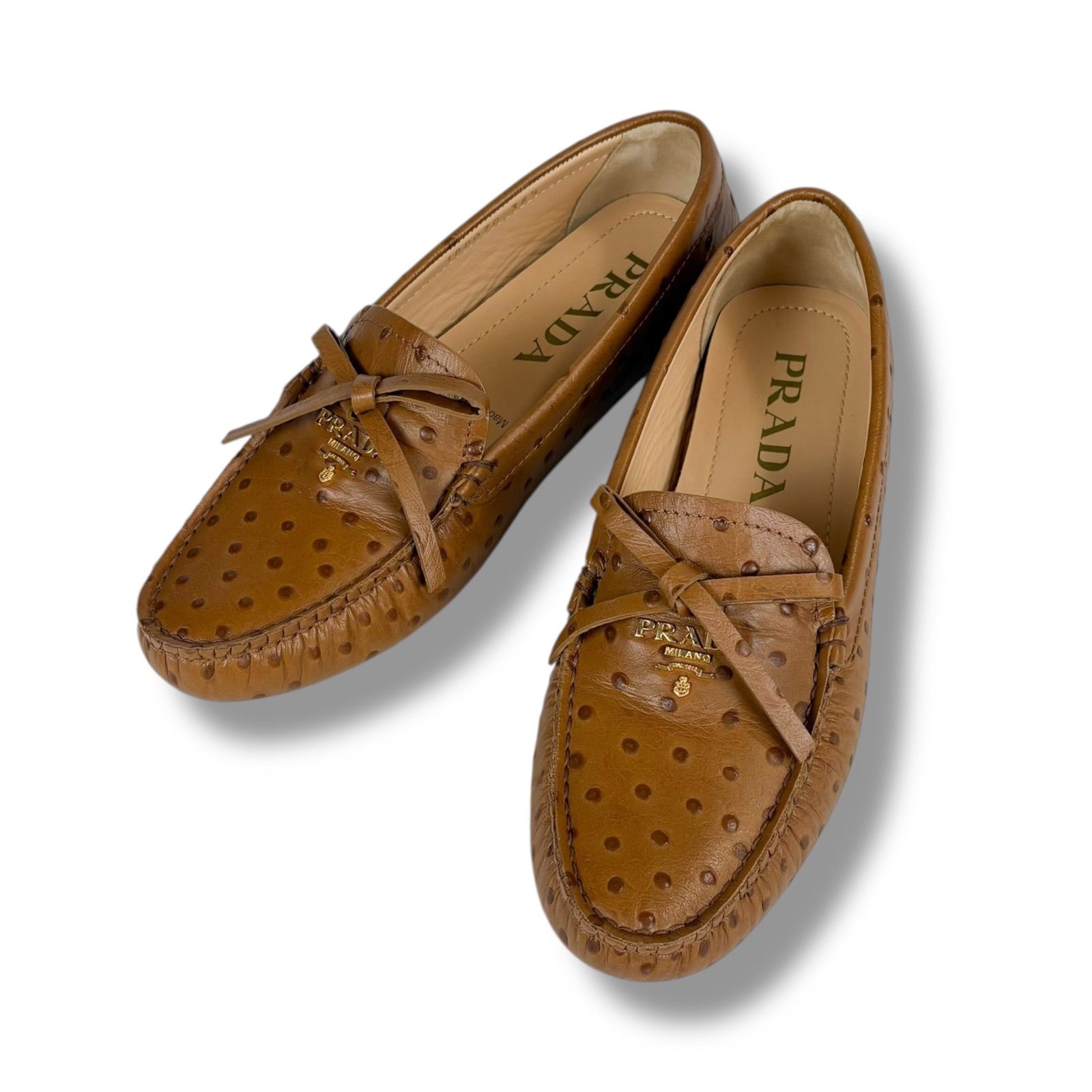 プラダ PRADA ドライビングシューズ ローファー オーストリッチ レザー