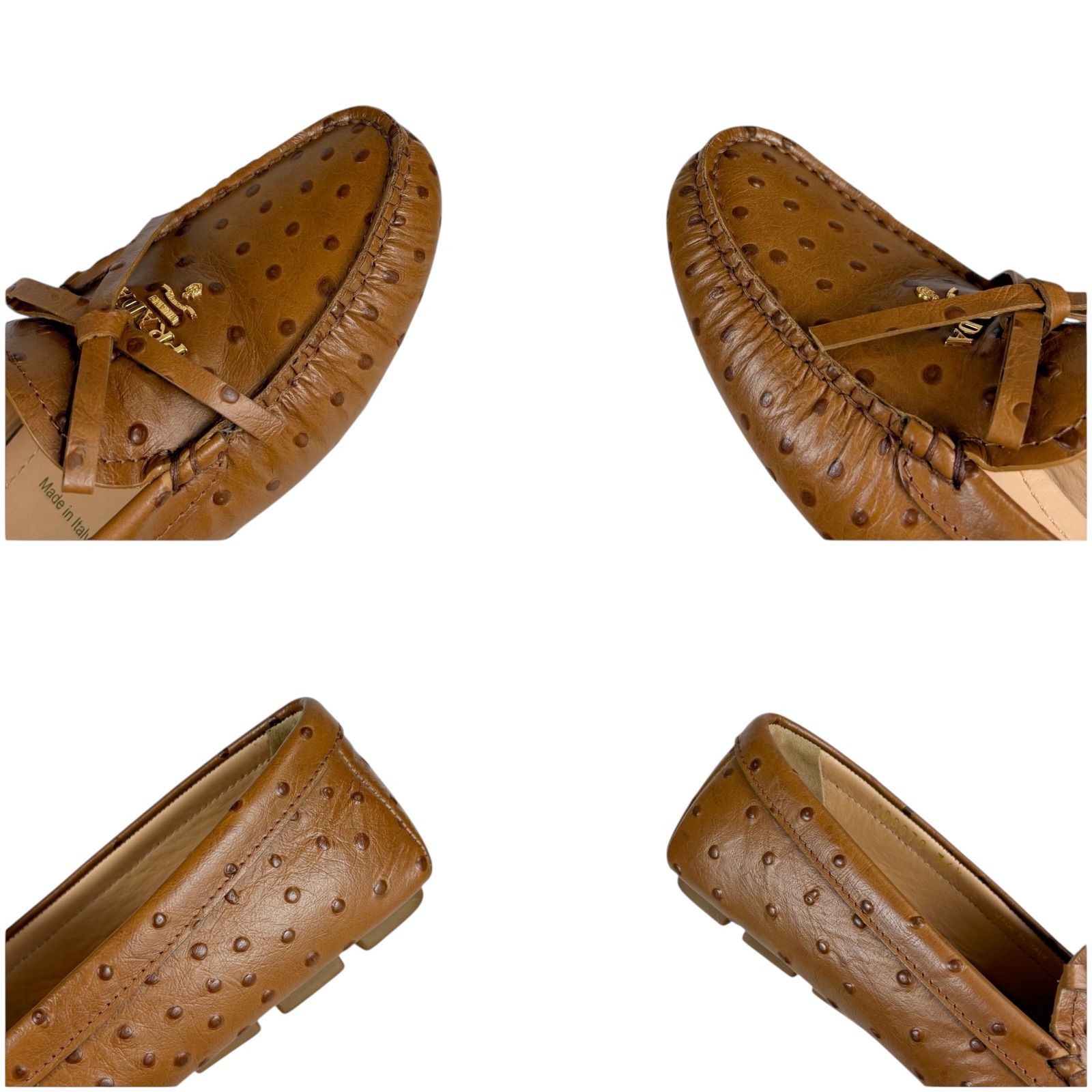 プラダ PRADA ドライビングシューズ ローファー オーストリッチ レザー