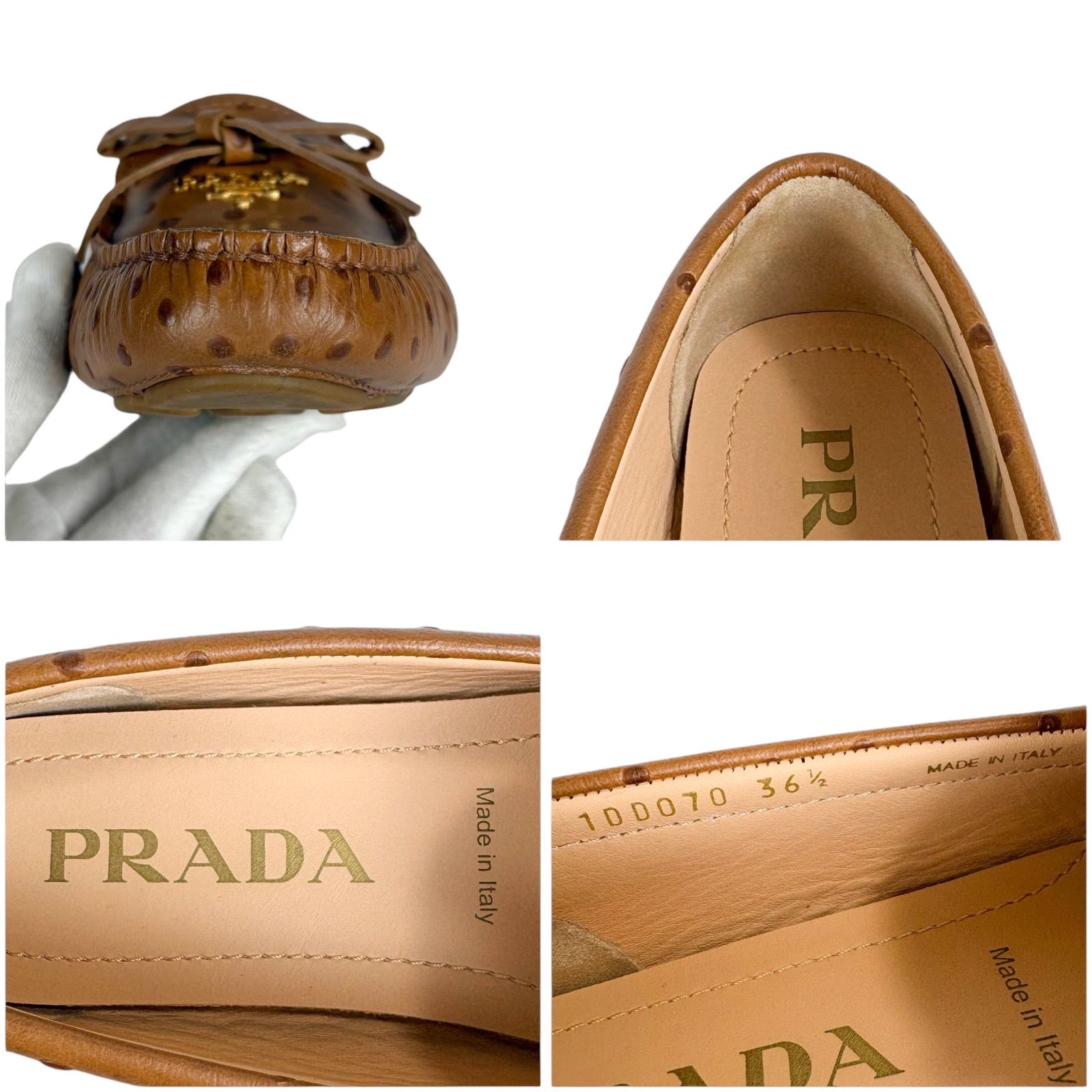 プラダ PRADA ドライビングシューズ ローファー オーストリッチ レザー