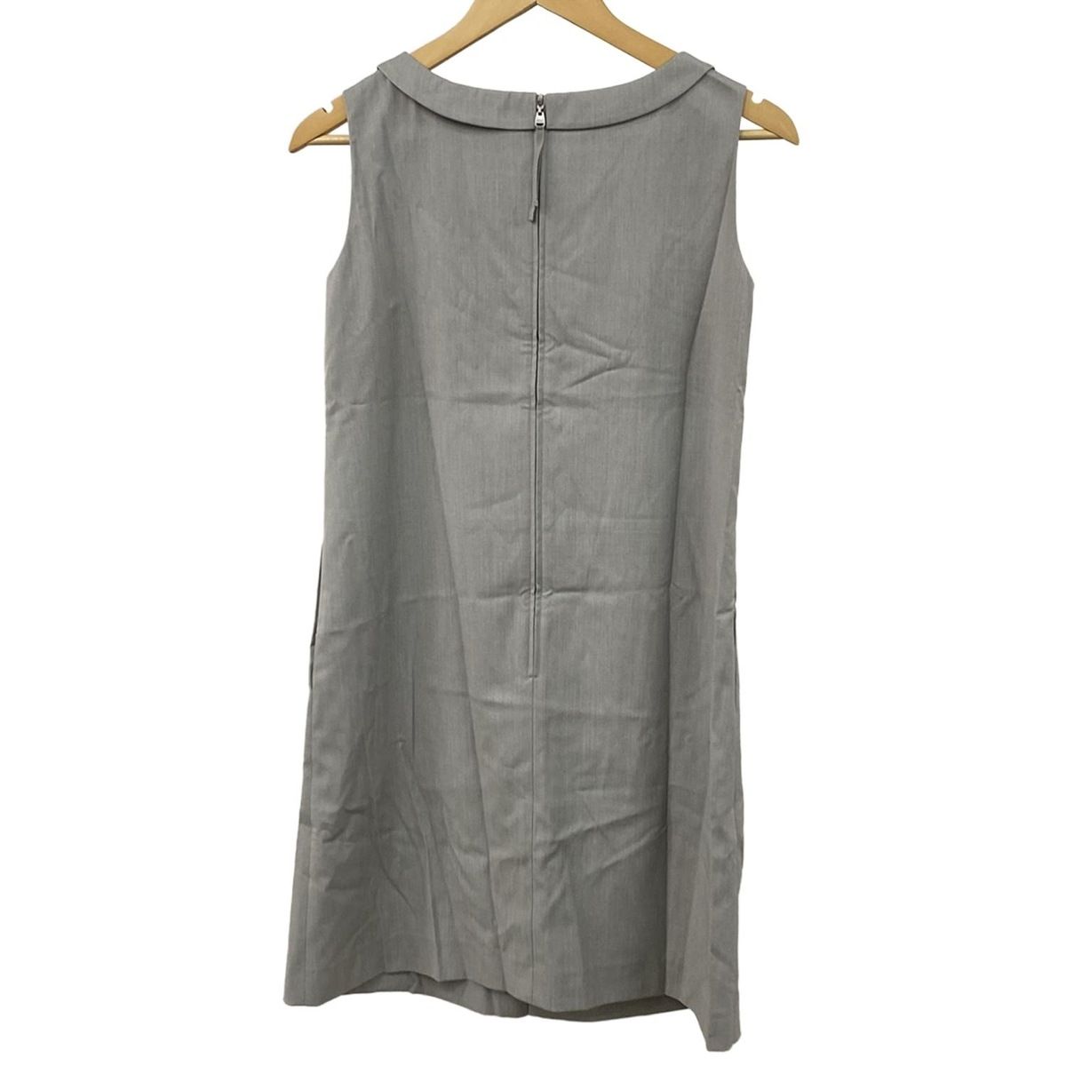 【極美品】フォクシーニューヨーク　ノースリーブワンピース38 ストレッチ　グレー FOXEY NEW YORK(フォクシーニューヨーク) ワンピース サイズ38 M