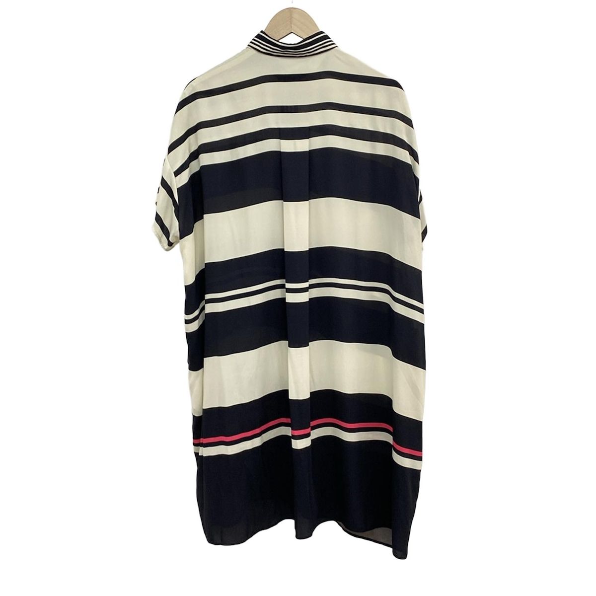 グレースクラス ワンピース サイズ36 S レディース - アイボリー×黒×ピンク レギュラーカラー|半袖|ロング|ボーダー|シャツワンピ