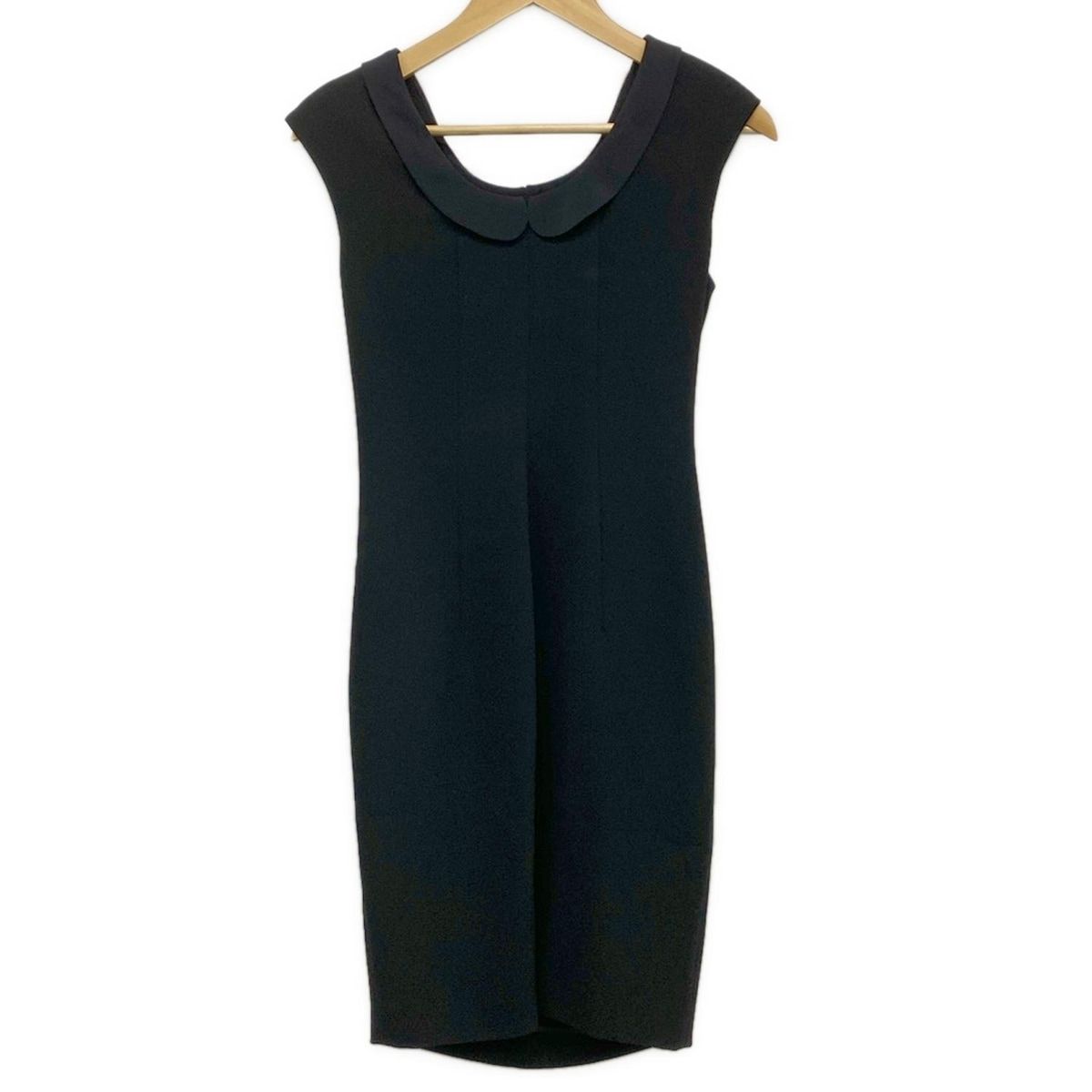 miumiu ミュウミュウ ワンピース サイズ38 S レディース - 黒 クルーネック|ノースリーブ|ひざ丈|フリル