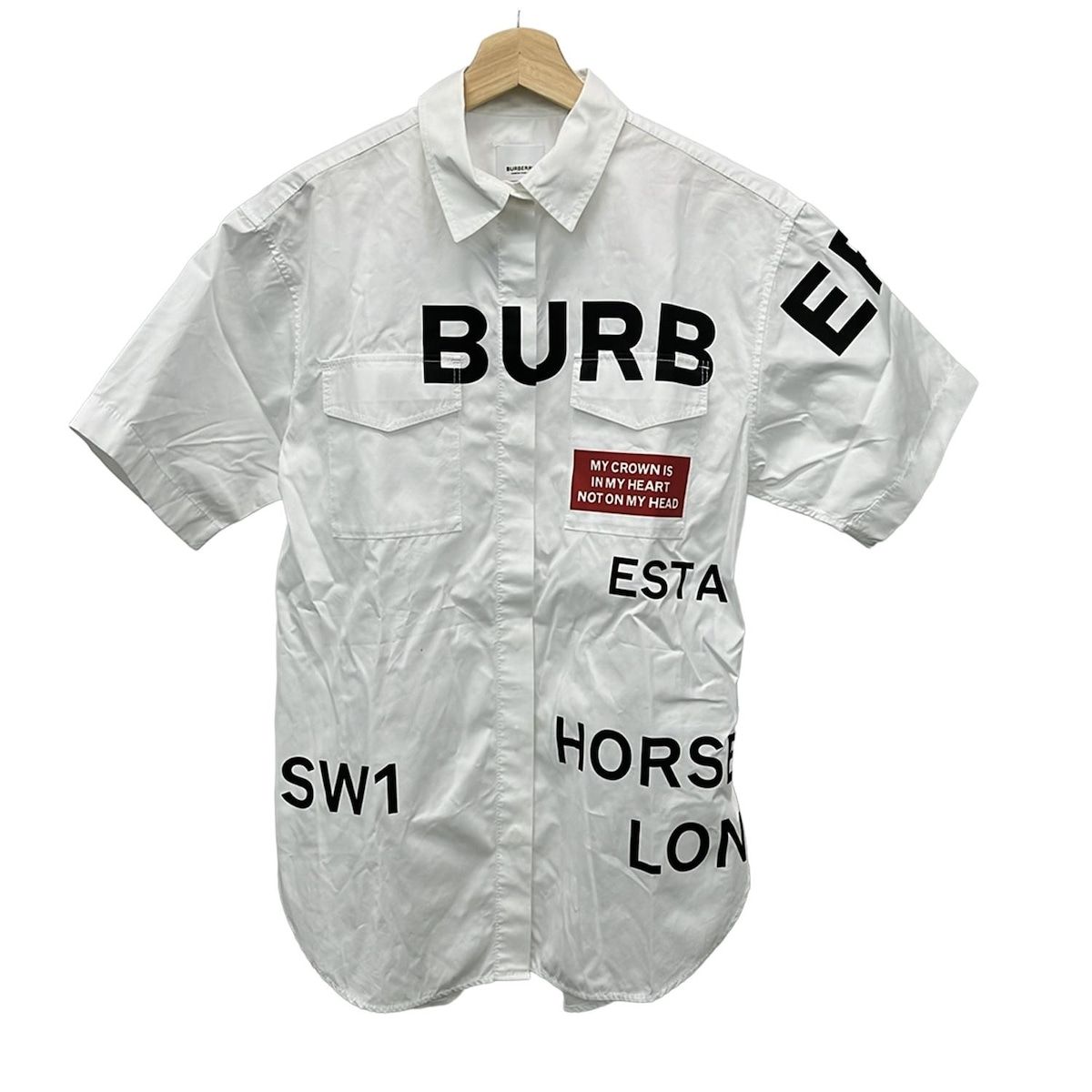 LONDON ENGLAND バーバリーロンドンイングランド 半袖シャツ サイズIT 38 メンズ 8014220 白×黒×レッド