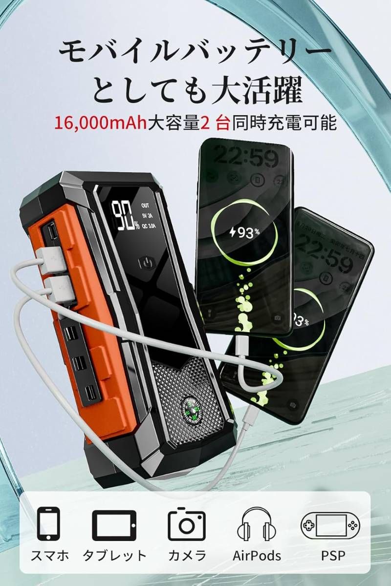 ジャンプスターター 12V車用 【2025革新・独創デザイン】 エンジン