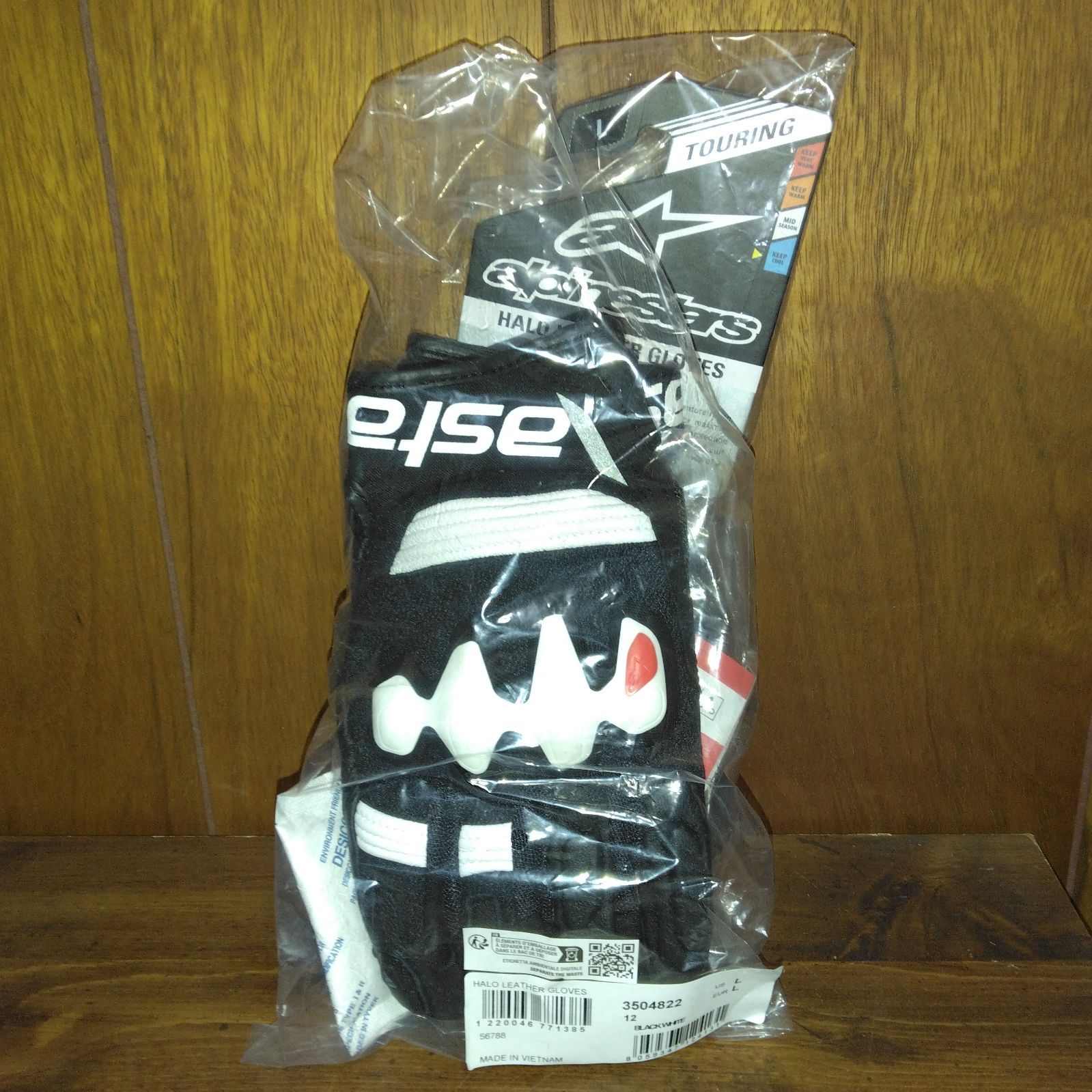 新品１点限り！　alpinestars アルパインスターズ HALO LEATHER GLOVE [12 BK WH] Lサイズ 3504822 ハロレザー グローブ 定価19,140円 3504822-12-fr_halo-leather-
