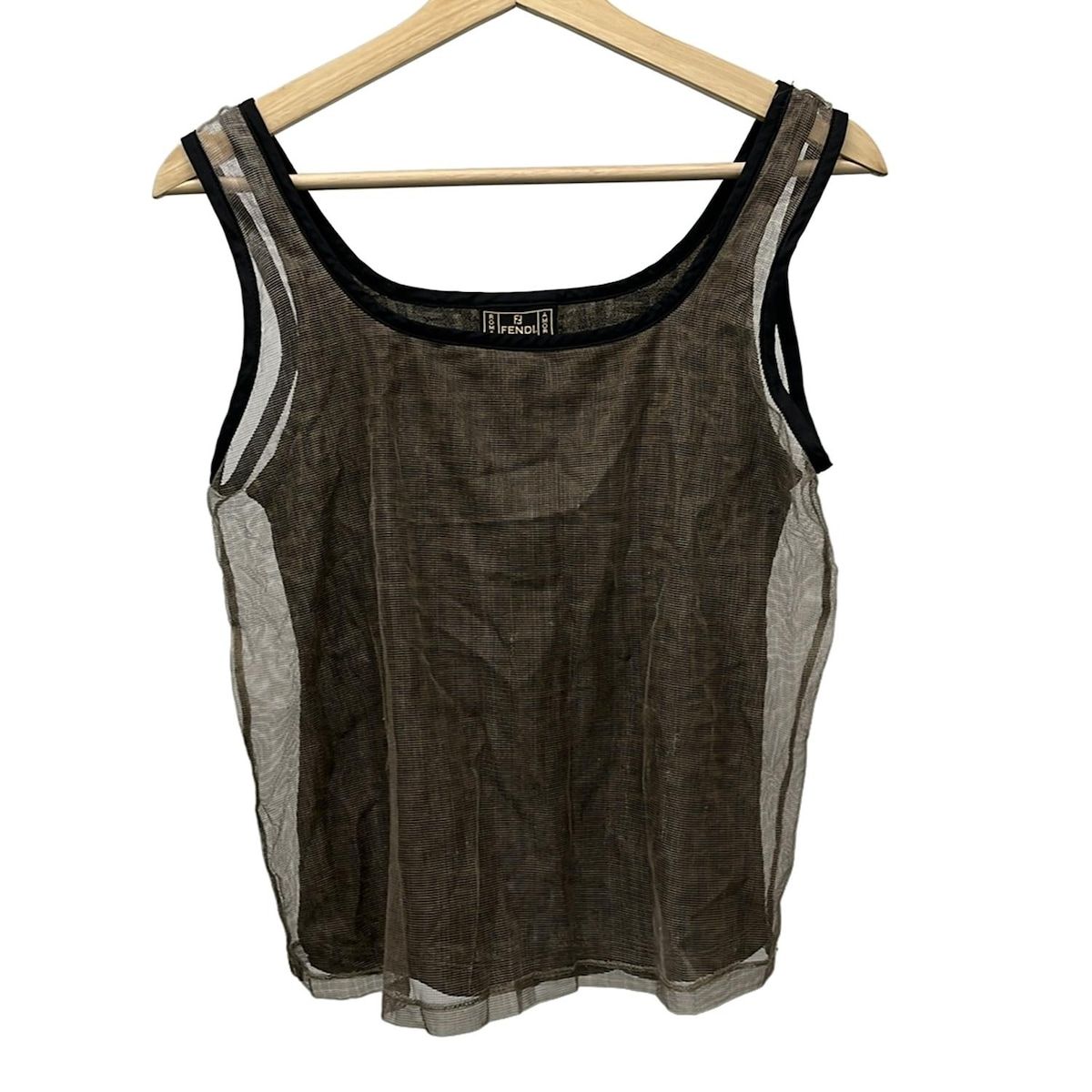 FENDI jeans フェンディ タンクトップ サイズI 42 M レディース - ダークブラウン×黒 ズッカ柄