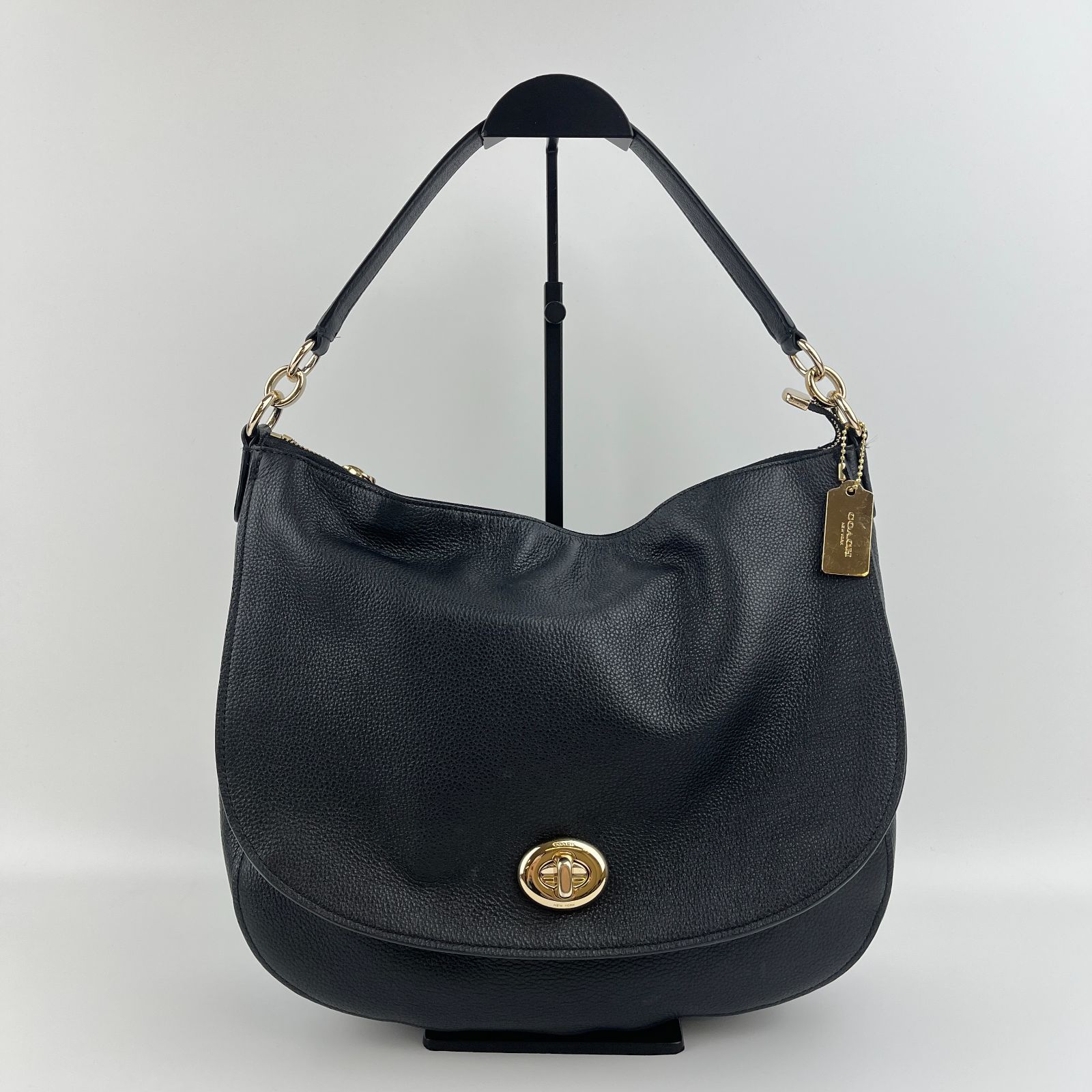 中古】COACH コーチ ショルダーバッグ ブラック レザー ヴィンテージ 
